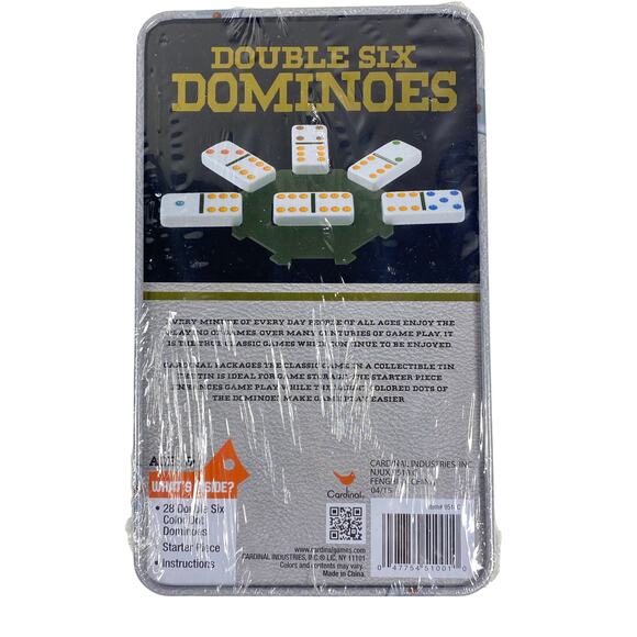 Cardinal DOUBLE SIX DOMINOES Tile Game 28 Color Dot Dominoes Gift NEW - Picture 2 of 3